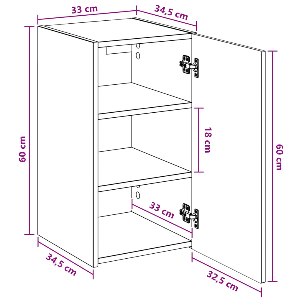 Wandmontierter Badezimmerschrank Weiß 33 x 34,5 x 60 cm
