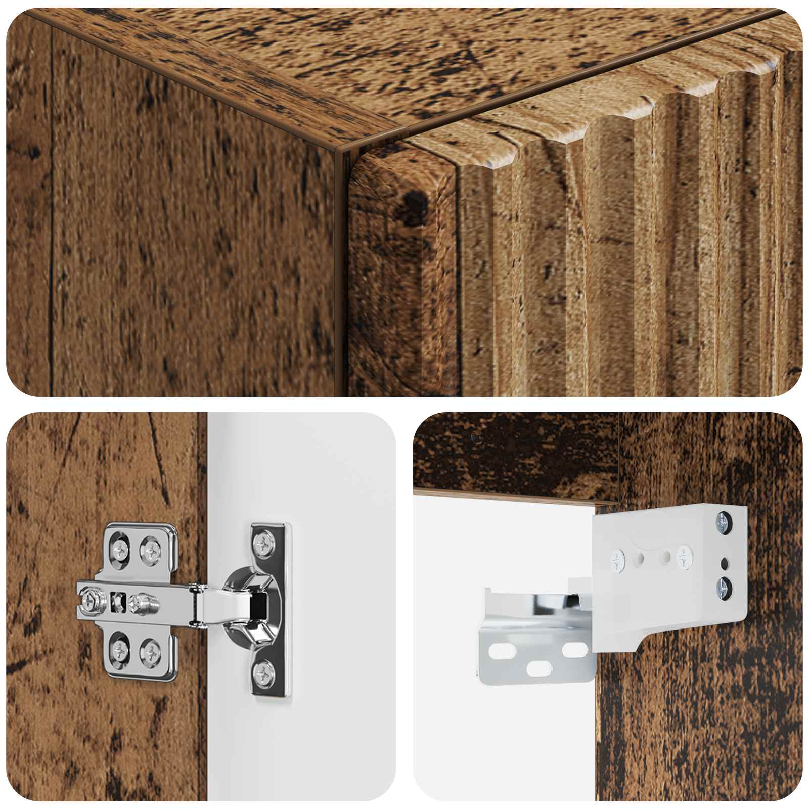 Wandmontierter Badezimmerschrank Altholz 33 x 34,5 x 60 cm