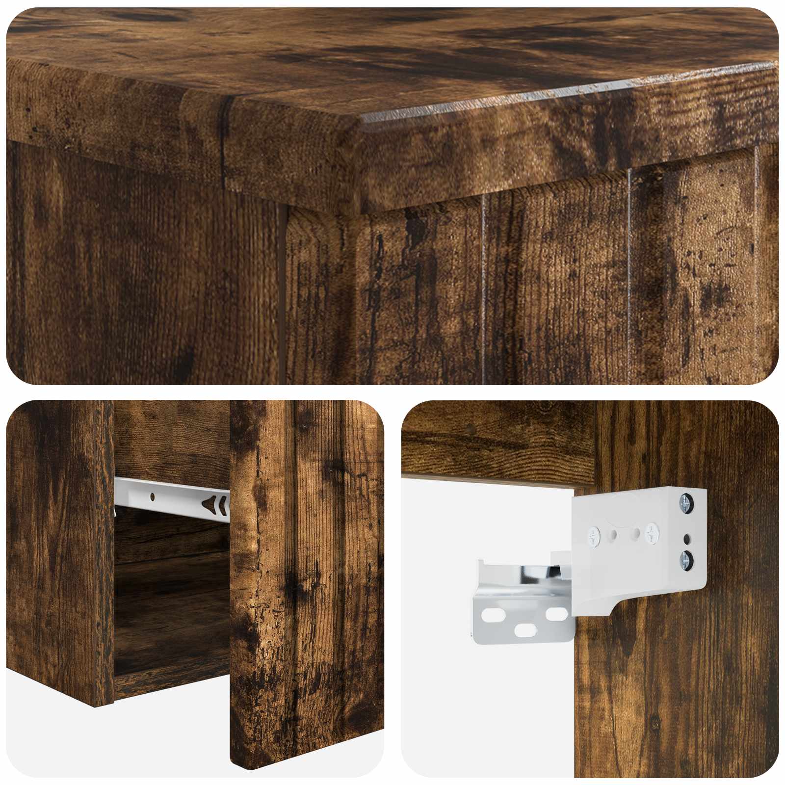 Wandmontierter Waschbecken Vanity Geräucherte Eiche