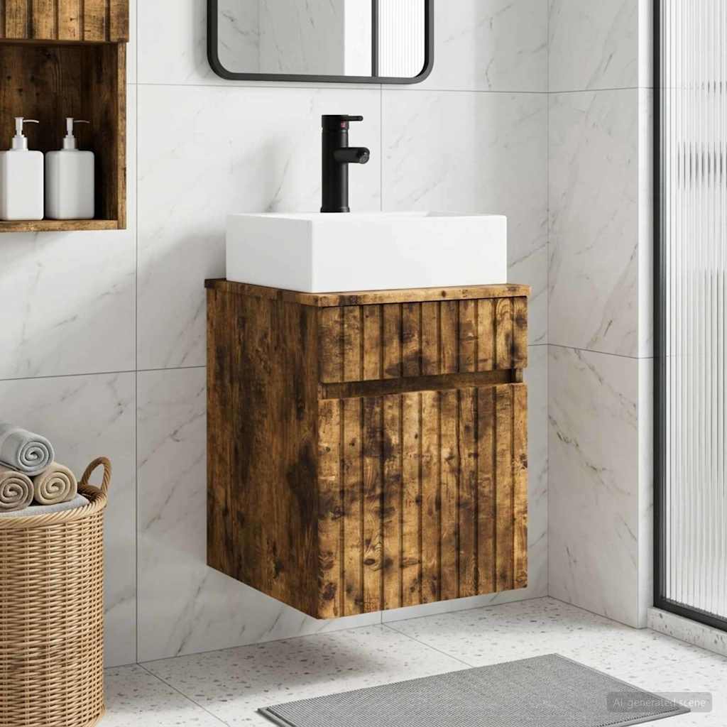 Wandmontierter Waschbecken Vanity Geräucherte Eiche