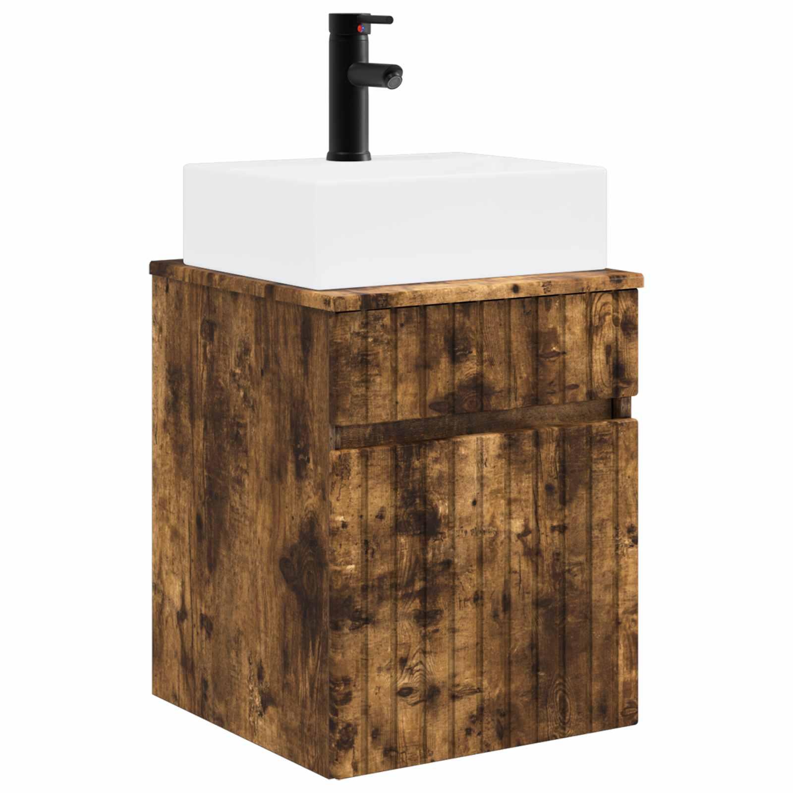 Wandmontierter Waschbecken Vanity Geräucherte Eiche