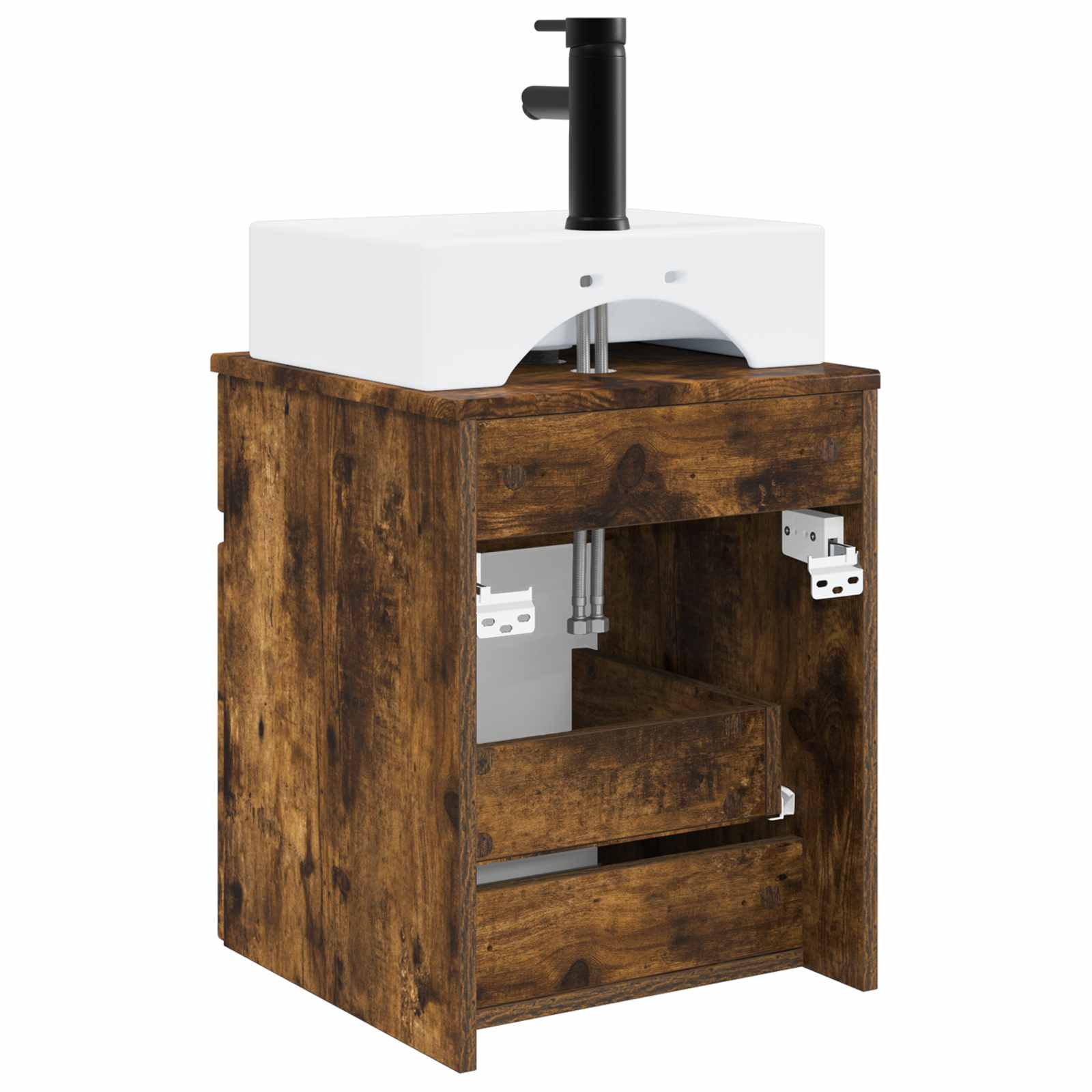 Wandmontierter Waschbecken Vanity Geräucherte Eiche