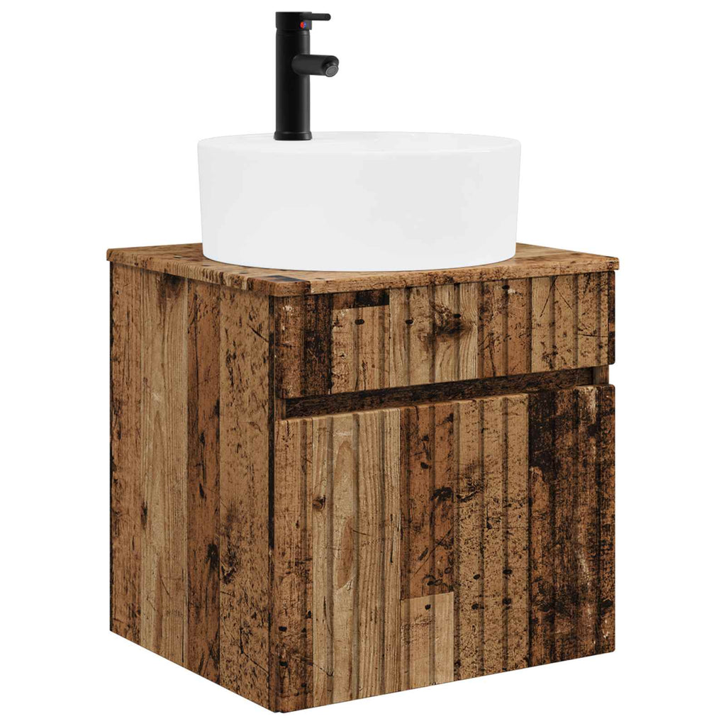 Wandmontierte Waschbecken-Vanität Altholz 49 x 44,5 x 65 cm