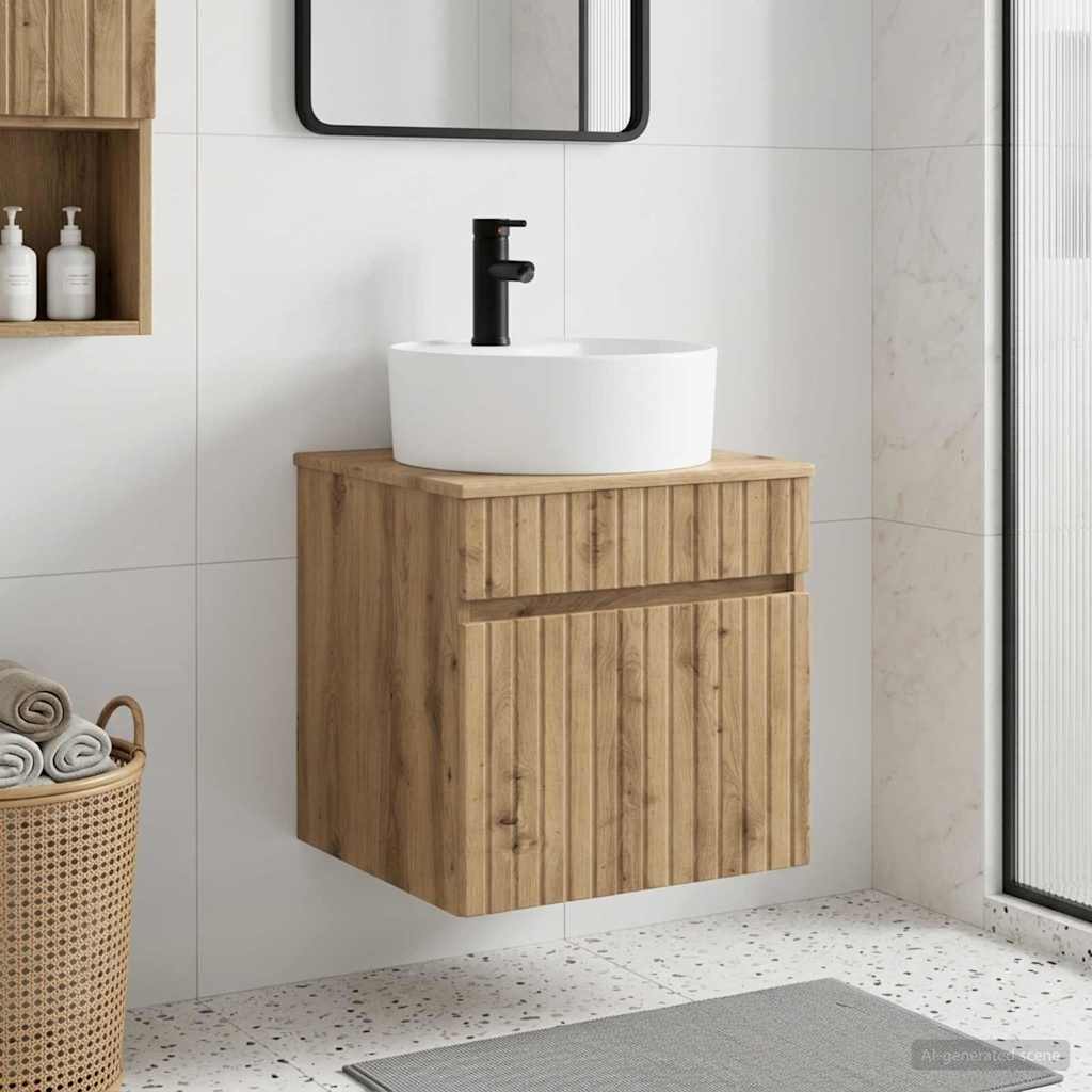 Wandmontierte Waschbecken-Vanität Artisan-Eiche