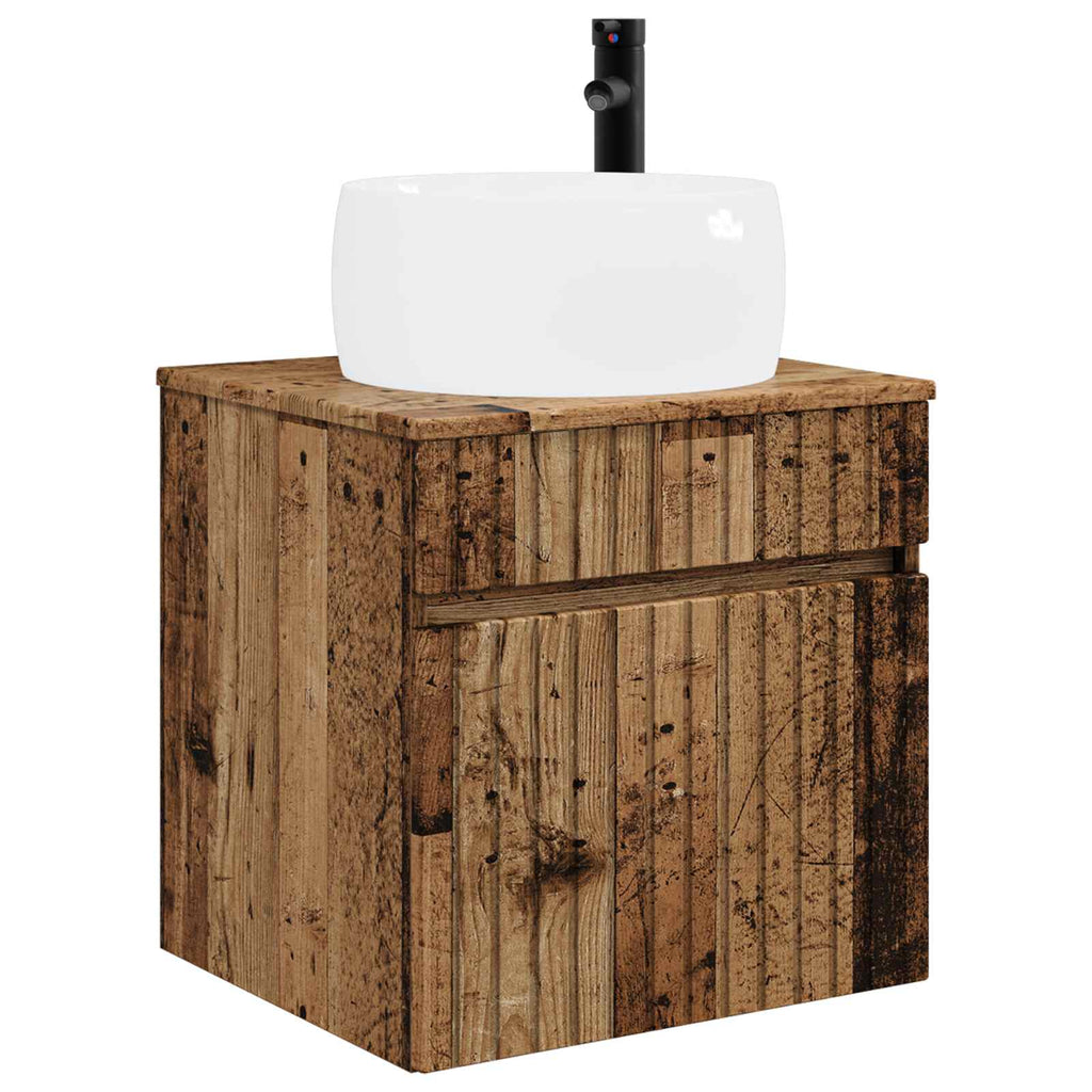 Wandmontierte Waschbecken-Vanität Altholz 49 x 44,5 x 66 cm