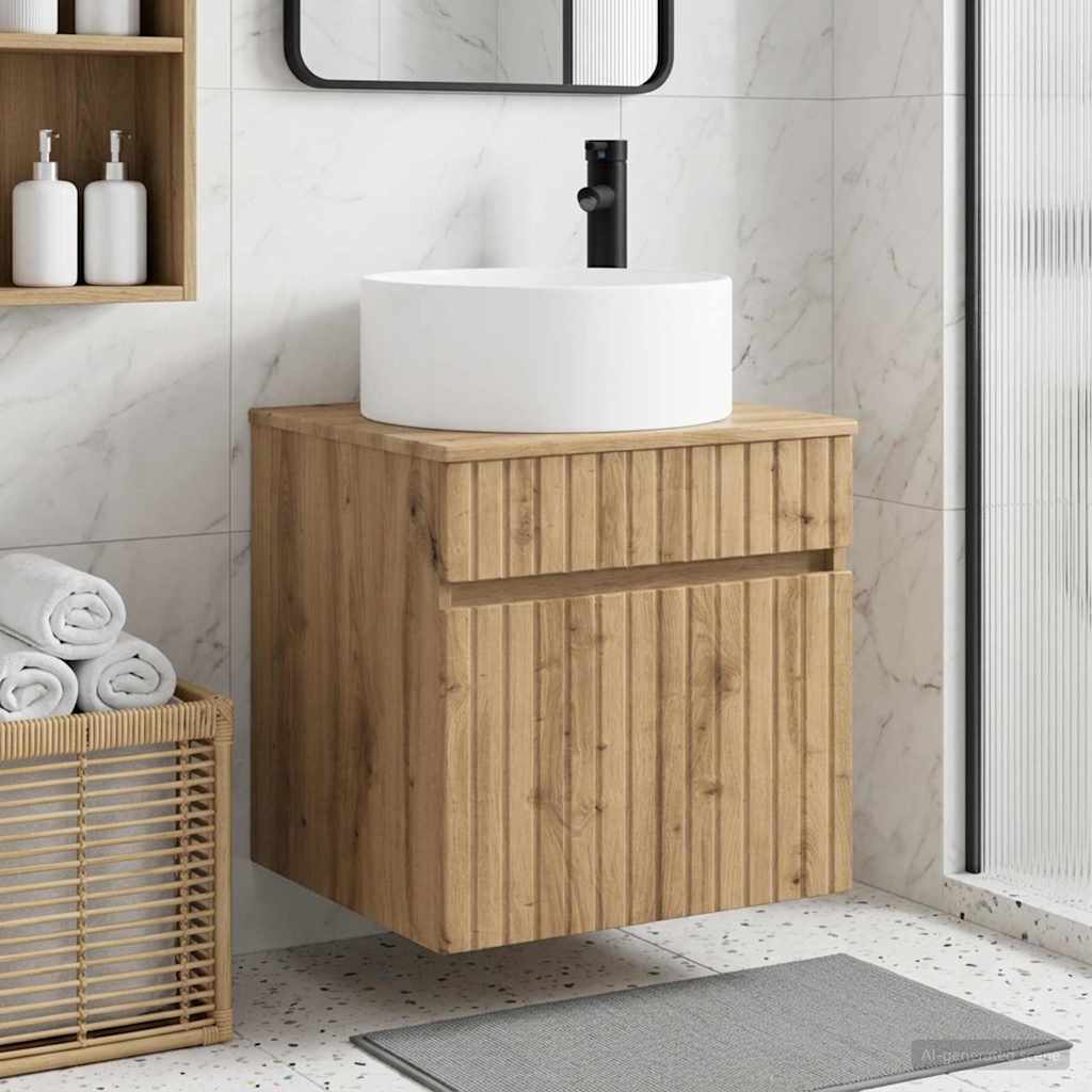 Wandmontierte Waschbecken-Vanität Artisan-Eiche