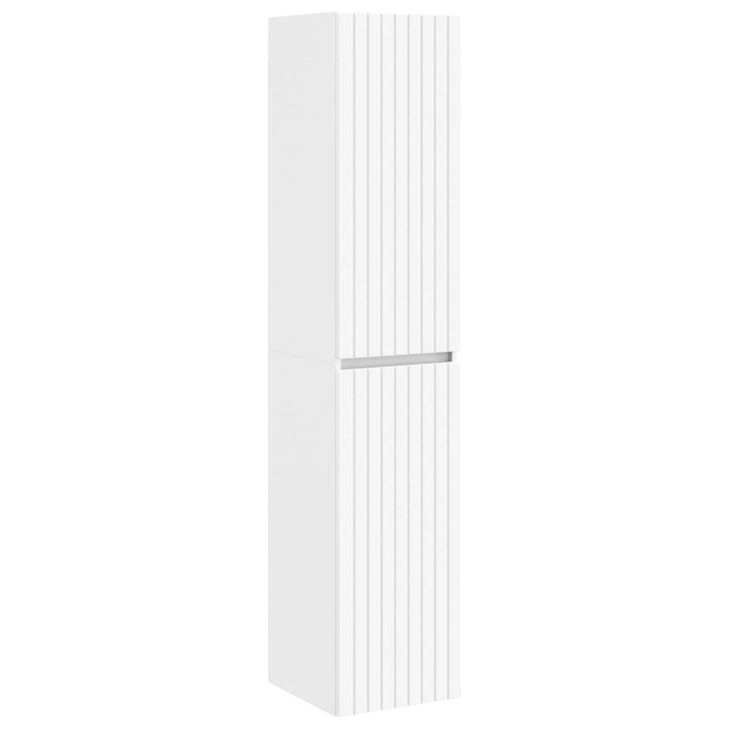 Wandmontierter Badezimmerschrank Weiß 33 x 34,5 x 160 cm