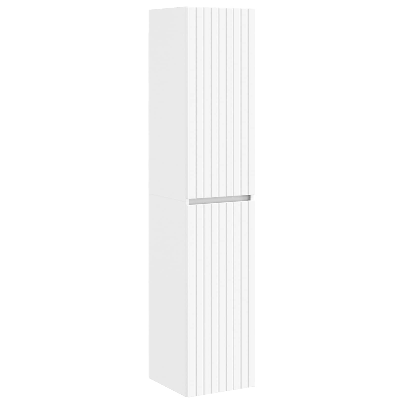 Wandmontierter Badezimmerschrank Weiß 33 x 34,5 x 160 cm