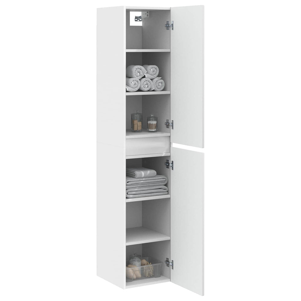 Wandmontierter Badezimmerschrank Weiß 33 x 34,5 x 160 cm