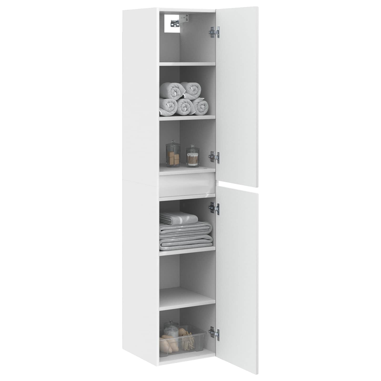 Wandmontierter Badezimmerschrank Weiß 33 x 34,5 x 160 cm