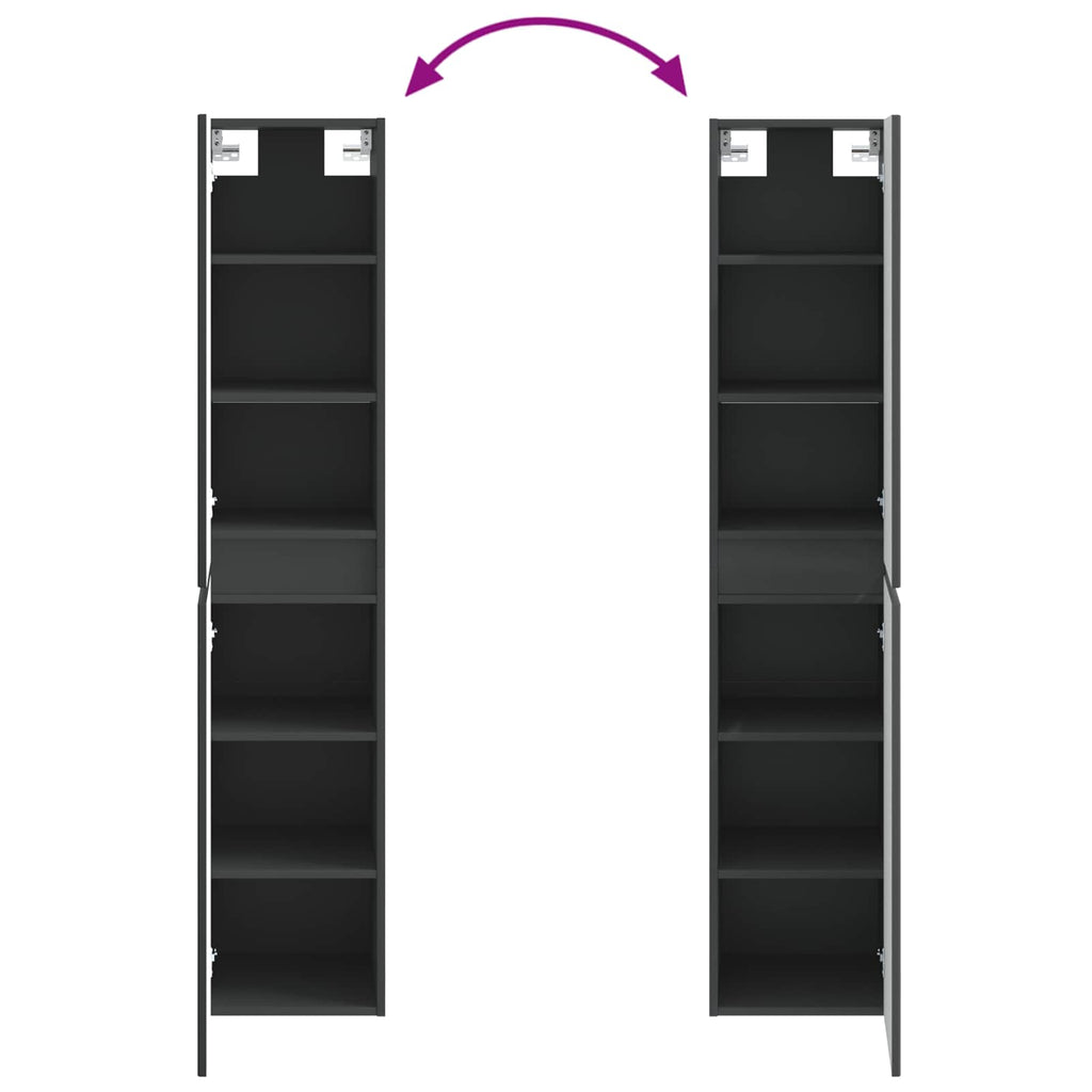 Wandmontierter Badezimmerschrank Schwarz 33 x 34,5 x 160 cm