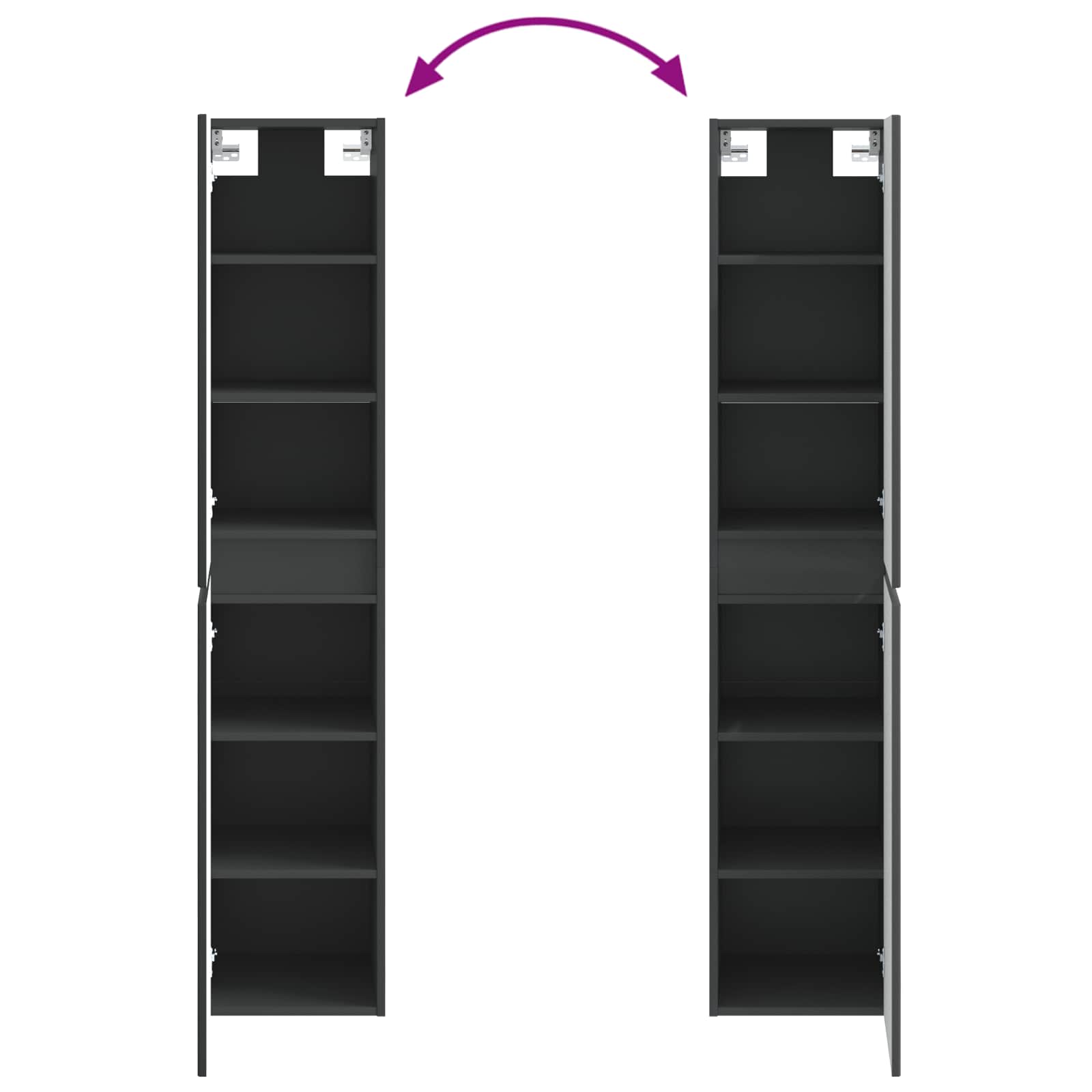 Wandmontierter Badezimmerschrank Schwarz 33 x 34,5 x 160 cm