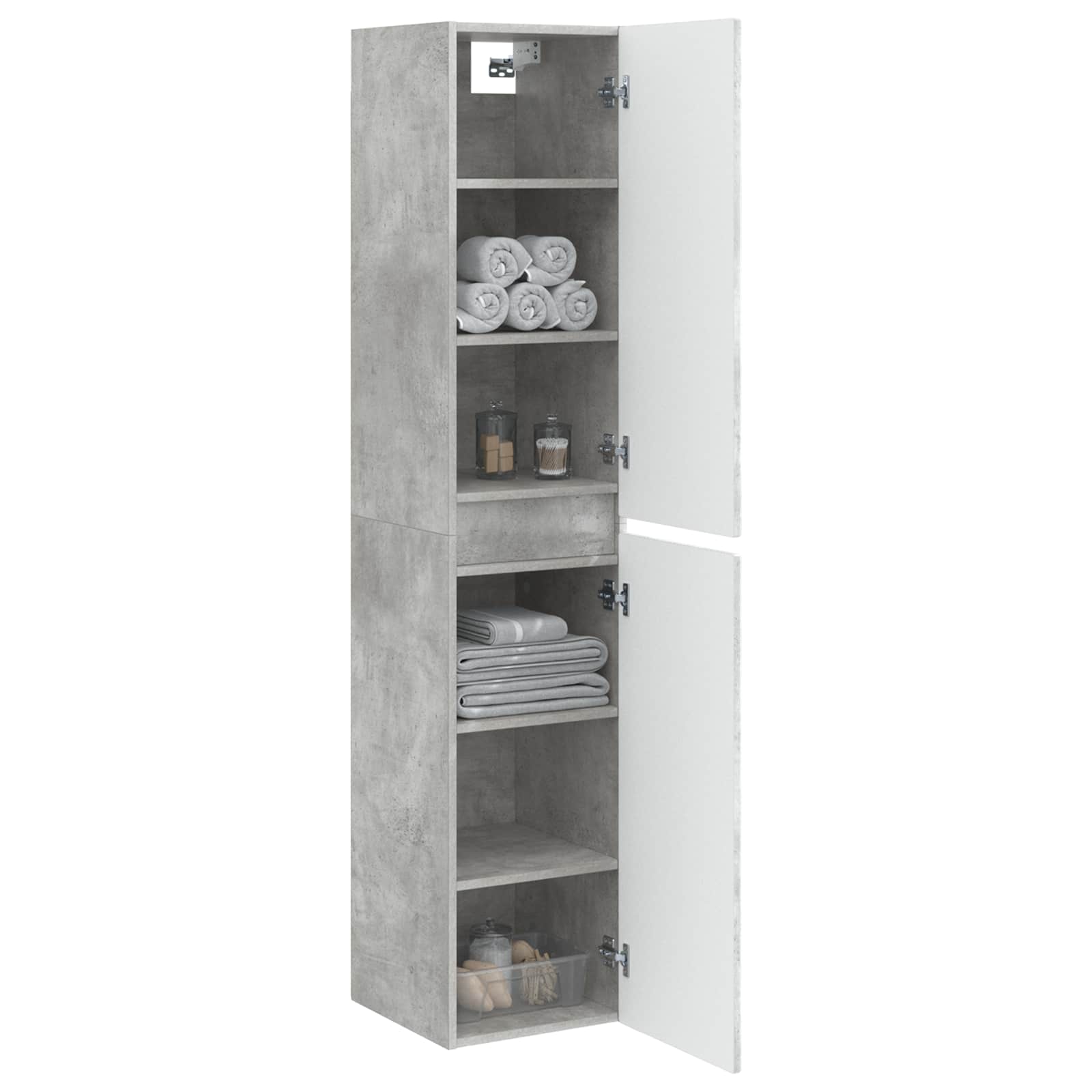 Wandmontierter Badezimmerschrank Betongrau 33 x 34,5 x 160 cm