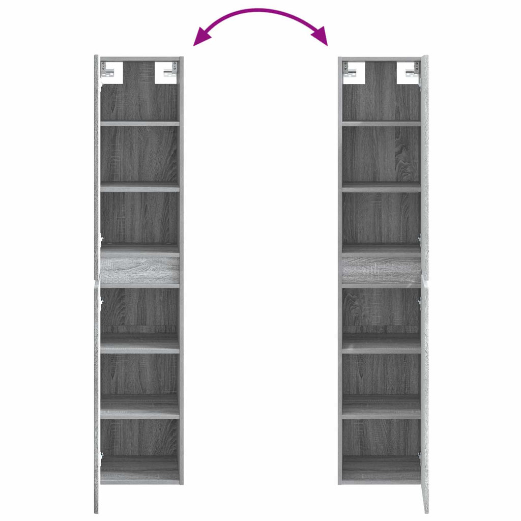 Wandmontierter Badezimmerschrank Grau Sonoma 33 x 34,5 x 160 cm