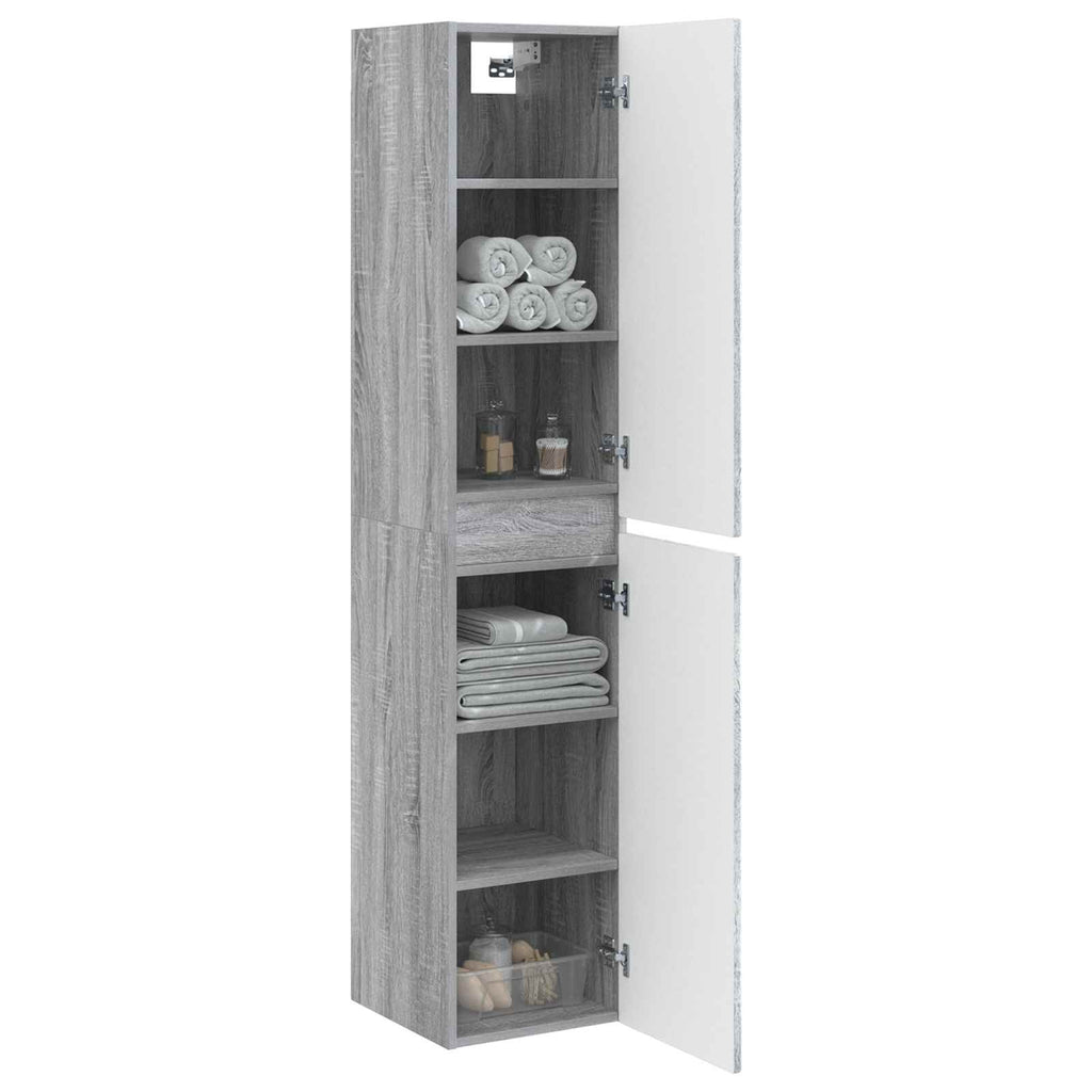 Wandmontierter Badezimmerschrank Grau Sonoma 33 x 34,5 x 160 cm