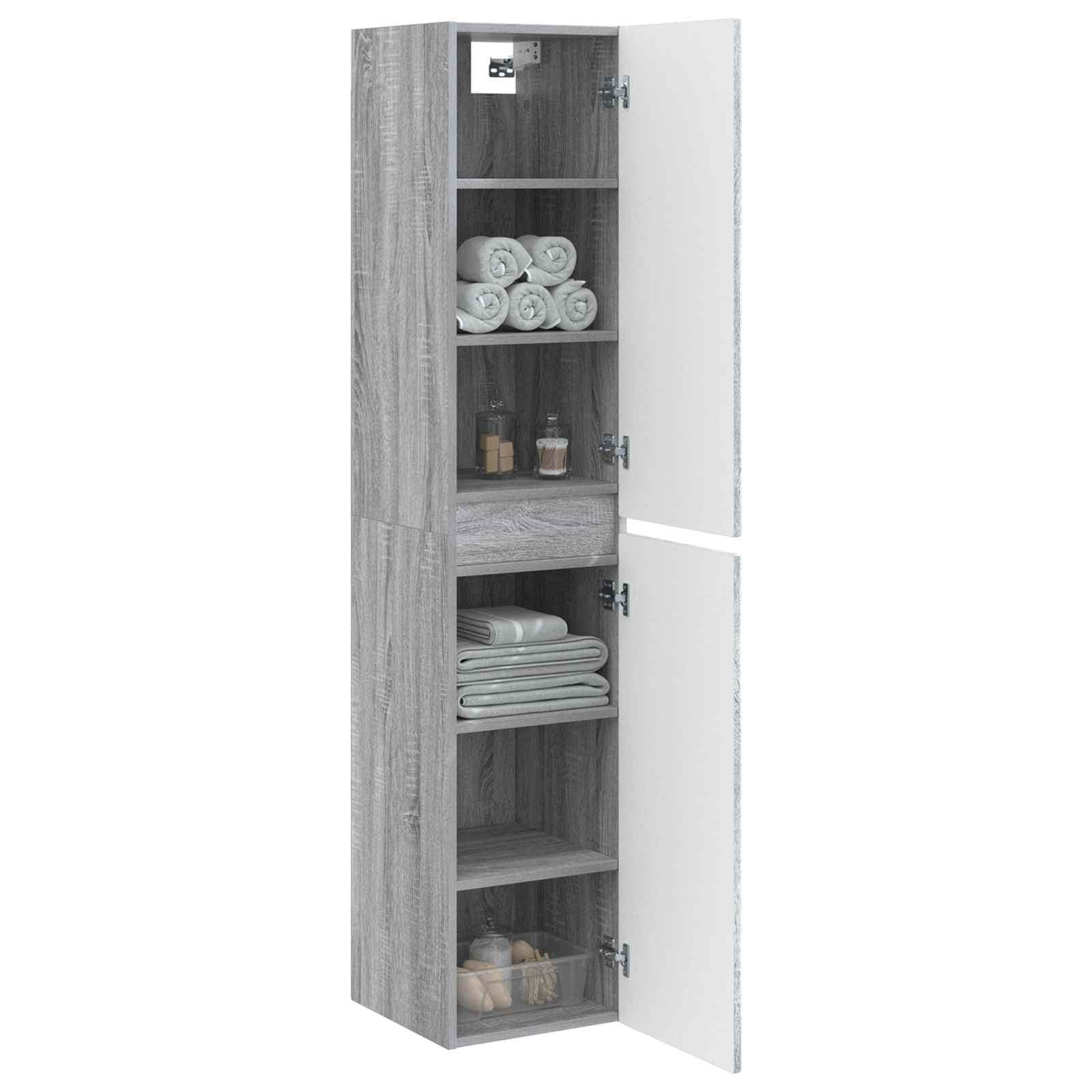 Wandmontierter Badezimmerschrank Grau Sonoma 33 x 34,5 x 160 cm