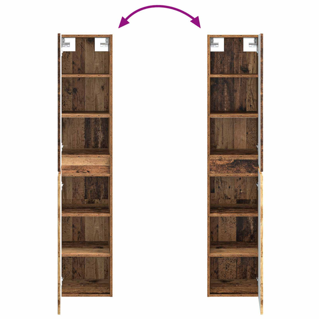 Wandmontierter Badezimmerschrank Altholz 33 x 34,5 x 160 cm