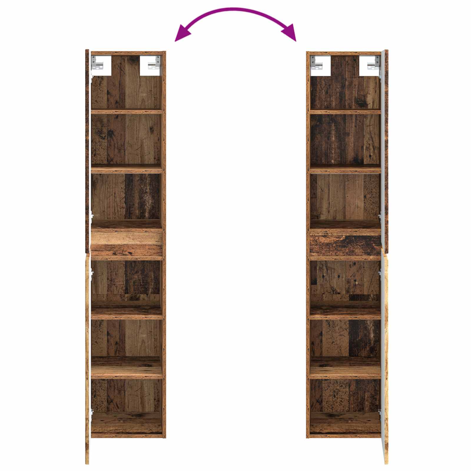 Wandmontierter Badezimmerschrank Altholz 33 x 34,5 x 160 cm