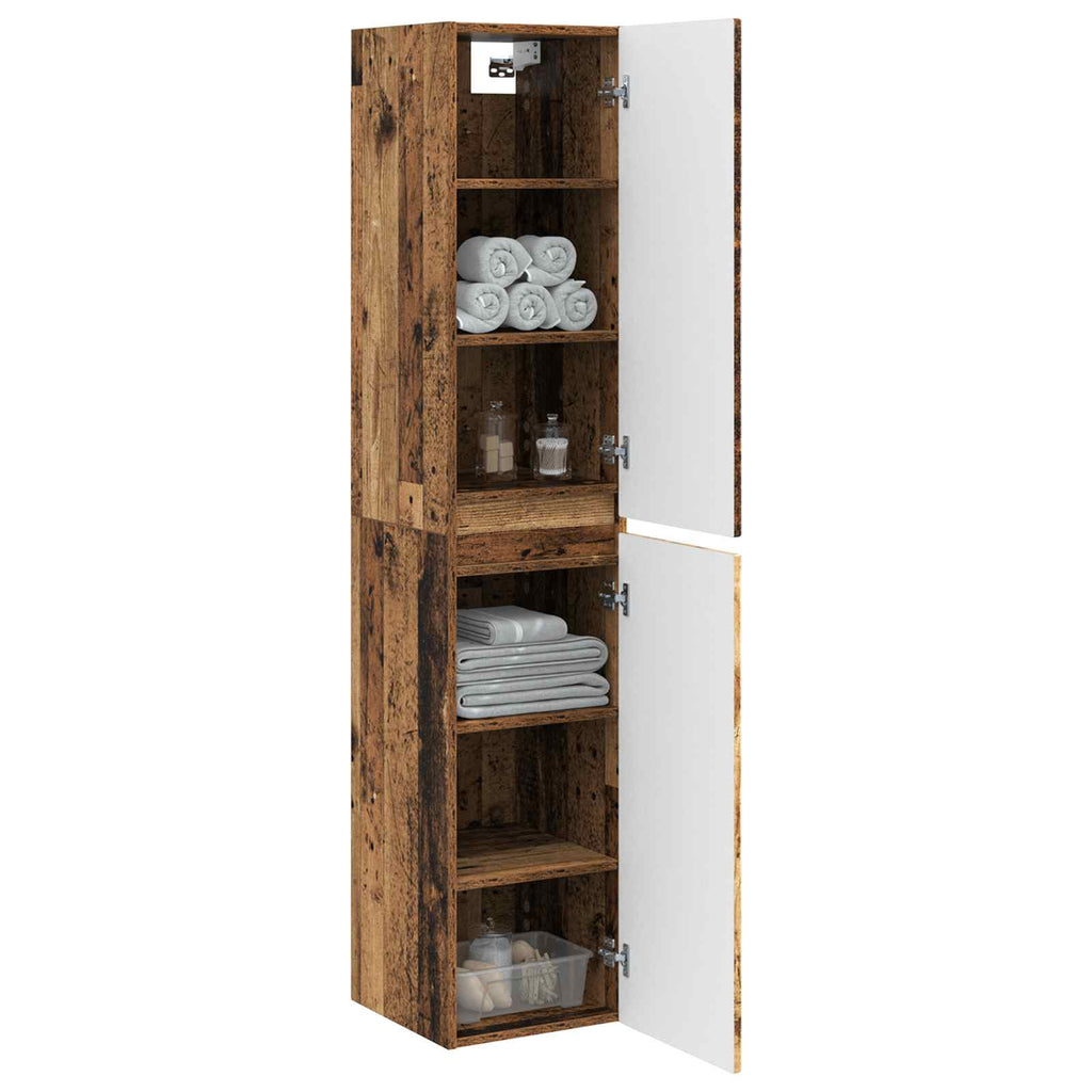 Wandmontierter Badezimmerschrank Altholz 33 x 34,5 x 160 cm