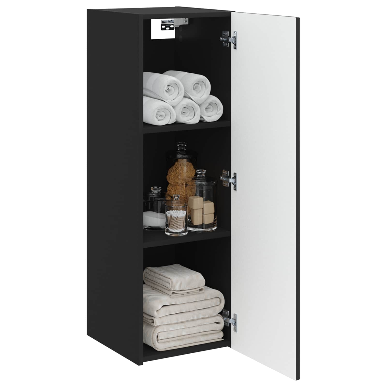 Wandmontierter Badezimmerschrank Schwarz 33 x 34,5 x 100 cm