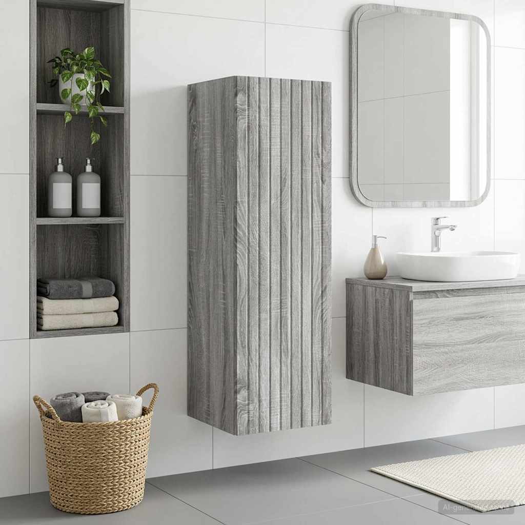 Wandmontierter Badezimmerschrank Grau Sonoma 33 x 34,5 x 100 cm