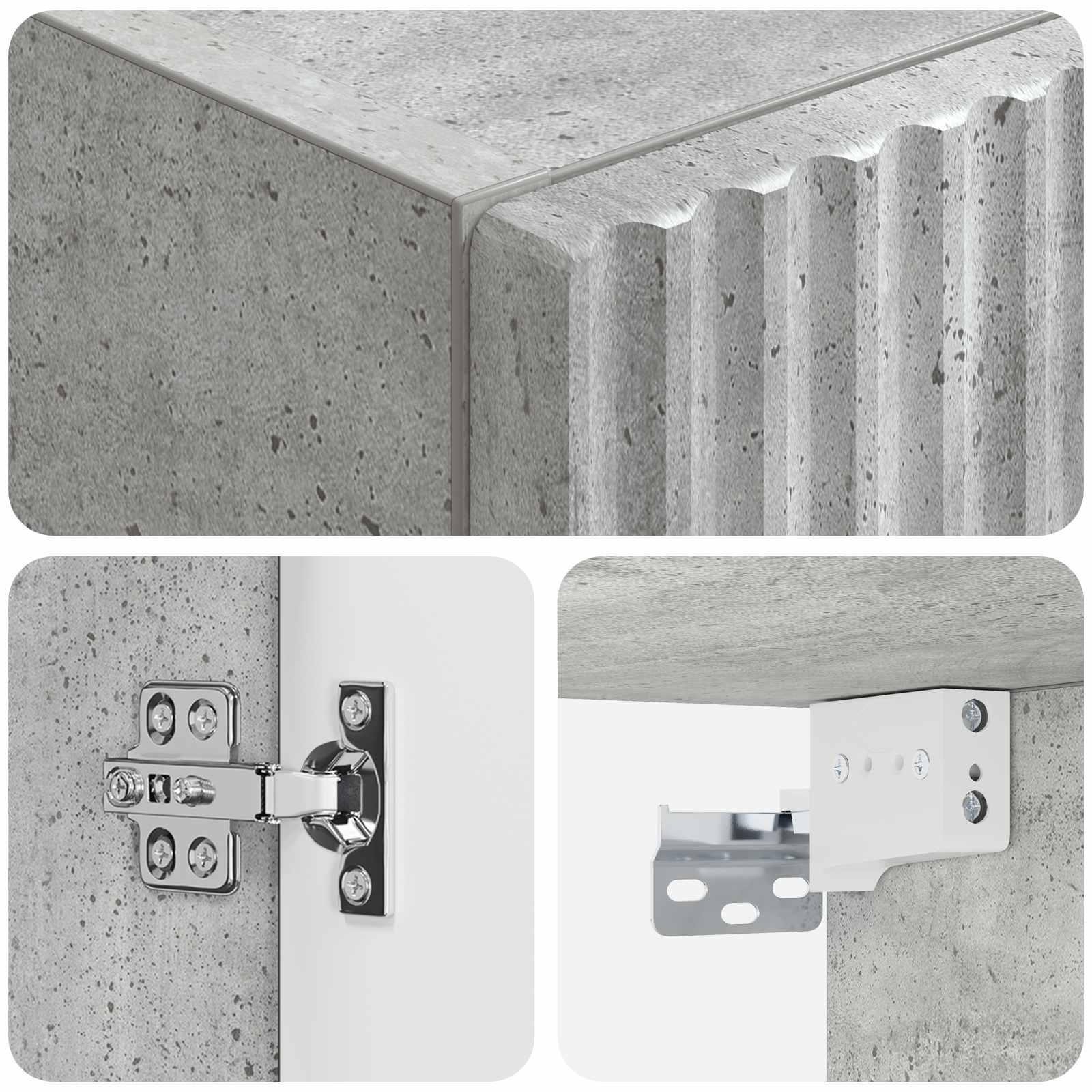 Wandmontierter Badezimmerschrank Betongrau 33 x 34,5 x 60 cm
