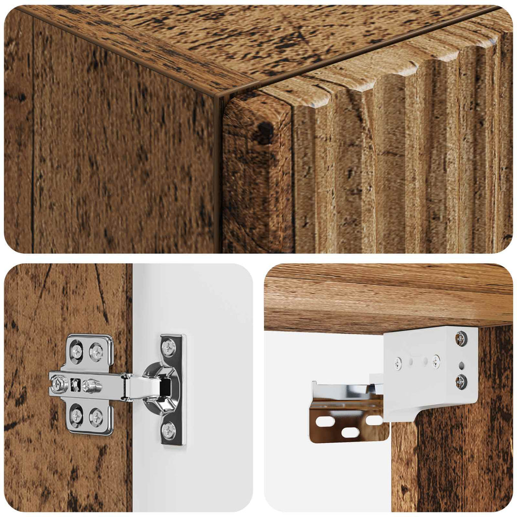 Wandmontierter Badezimmerschrank Altholz 33 x 34,5 x 60 cm