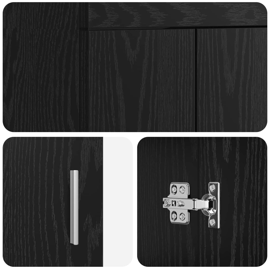 Badezimmerschrank mit Waschbecken Schwarze Eiche