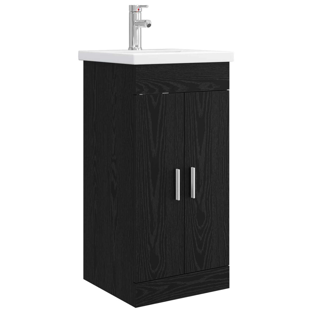 Badezimmerschrank mit Waschbecken Schwarze Eiche