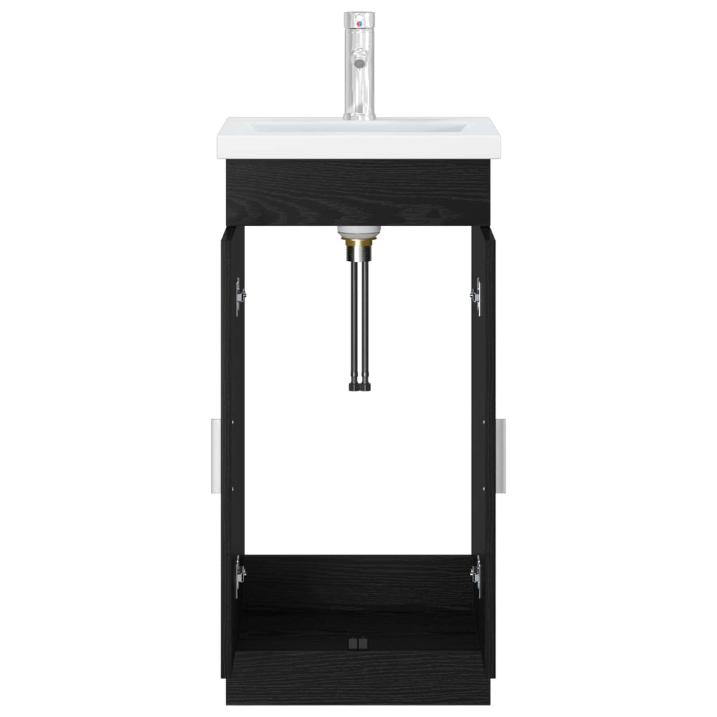 Badezimmerschrank mit Waschbecken Schwarze Eiche