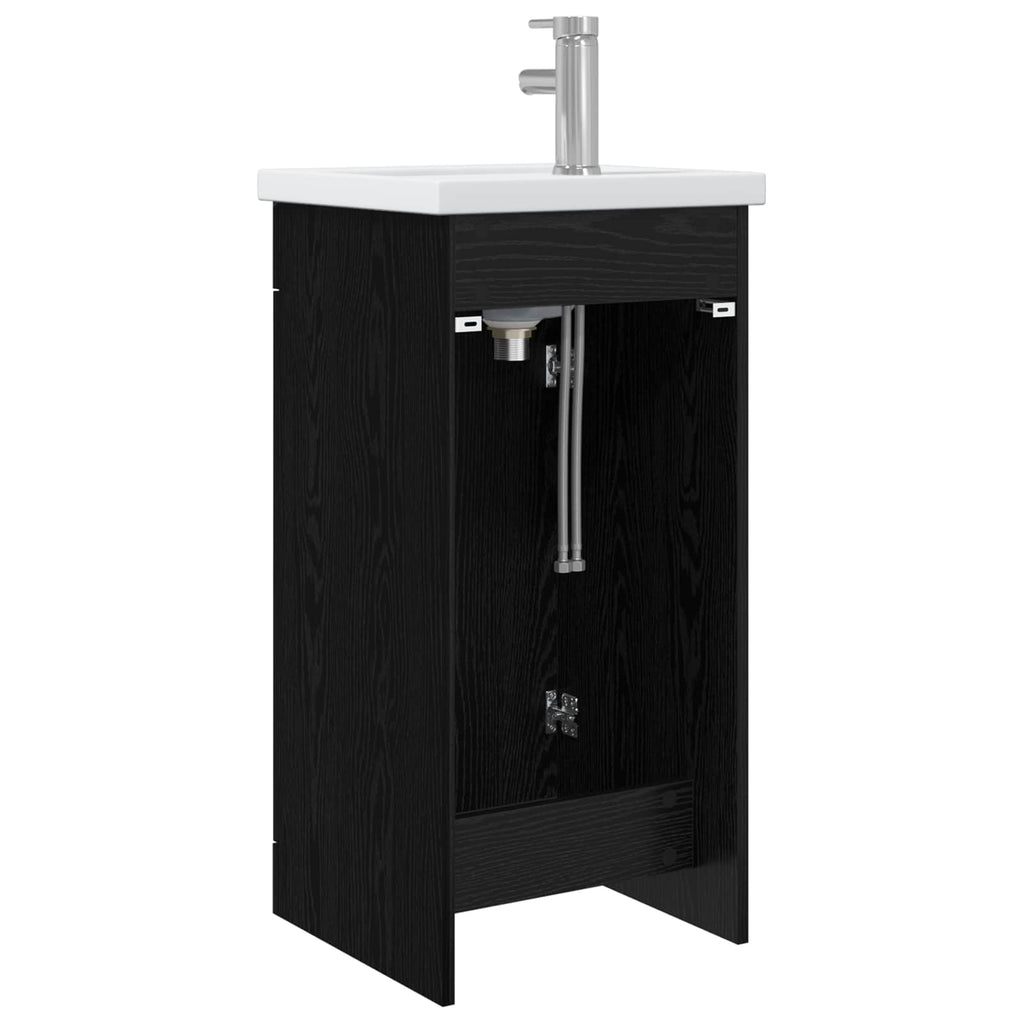 Badezimmerschrank mit Waschbecken Schwarze Eiche