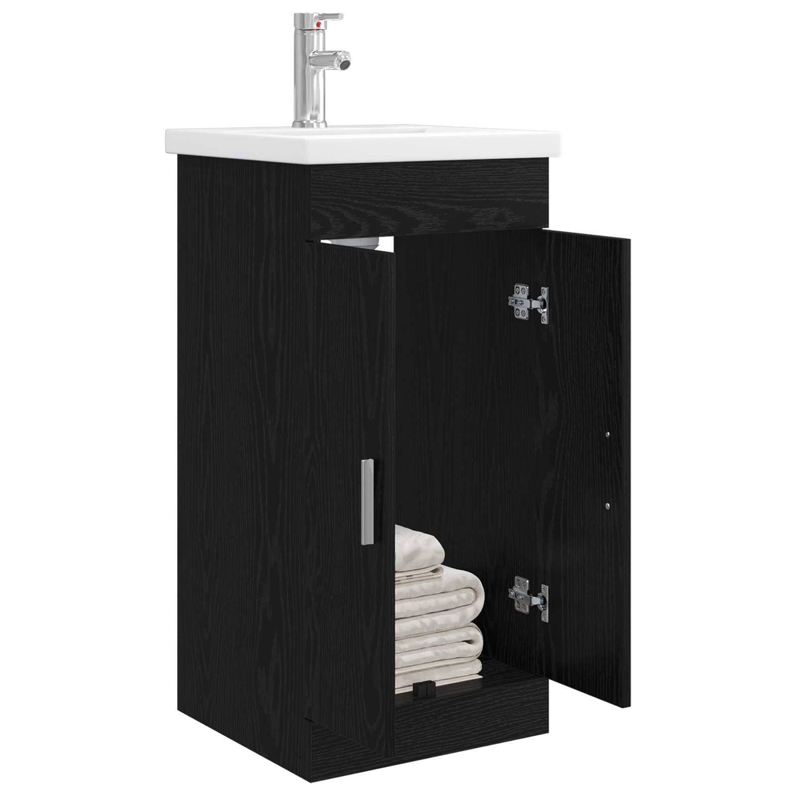 Badezimmerschrank mit Waschbecken Schwarze Eiche
