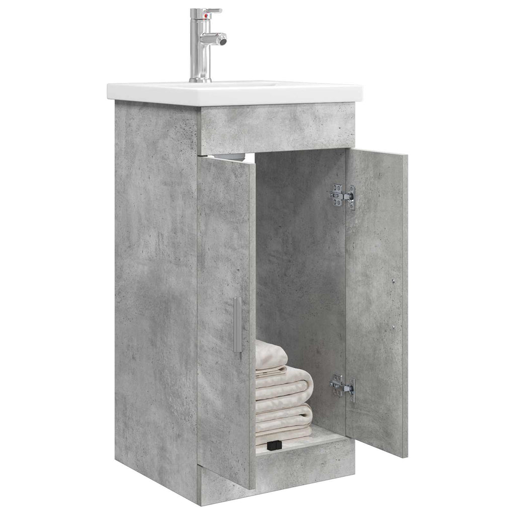 Badezimmerschrank mit Waschbecken Betongrau 42 x 40 x 84,5 cm