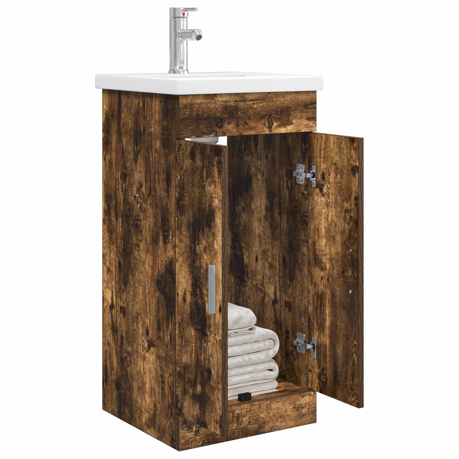 Badezimmerschrank mit Waschbecken Geräucherte Eiche