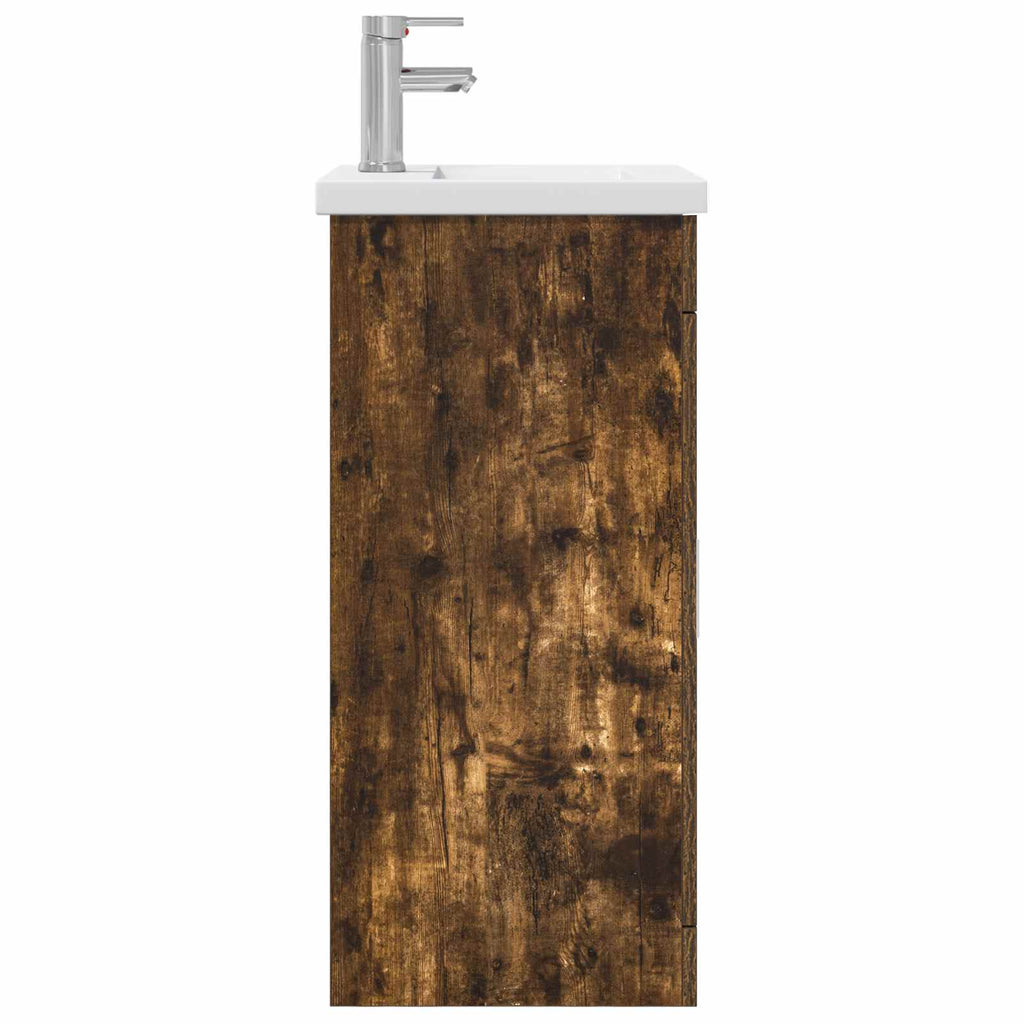 Badezimmerschrank mit Waschbecken Geräucherte Eiche