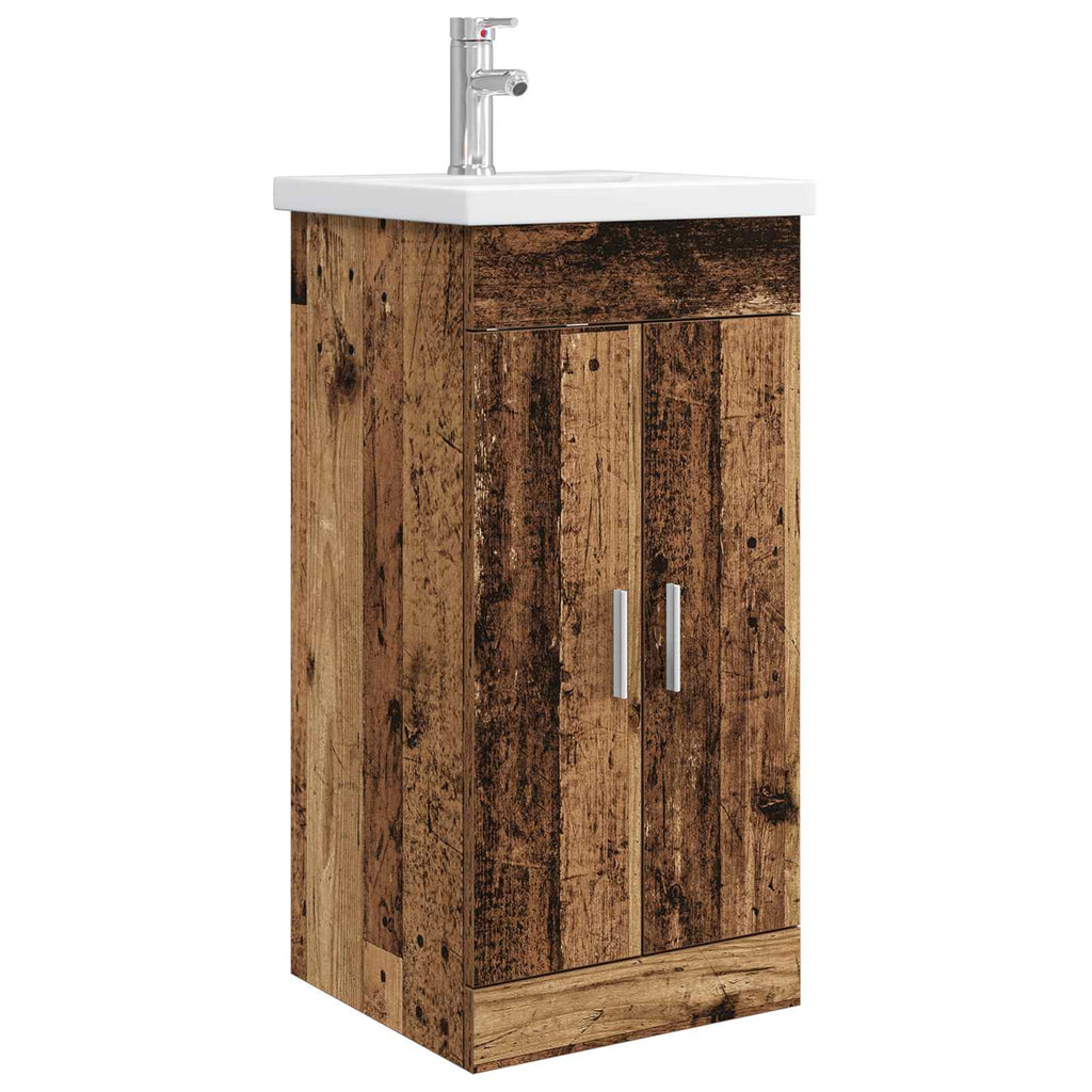 Badezimmerschrank mit Waschbecken Altholz 42 x 40 x 84,5 cm