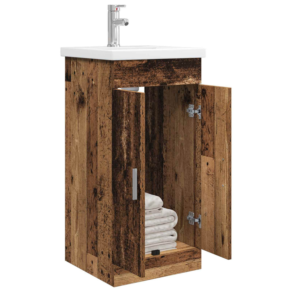 Badezimmerschrank mit Waschbecken Altholz 42 x 40 x 84,5 cm