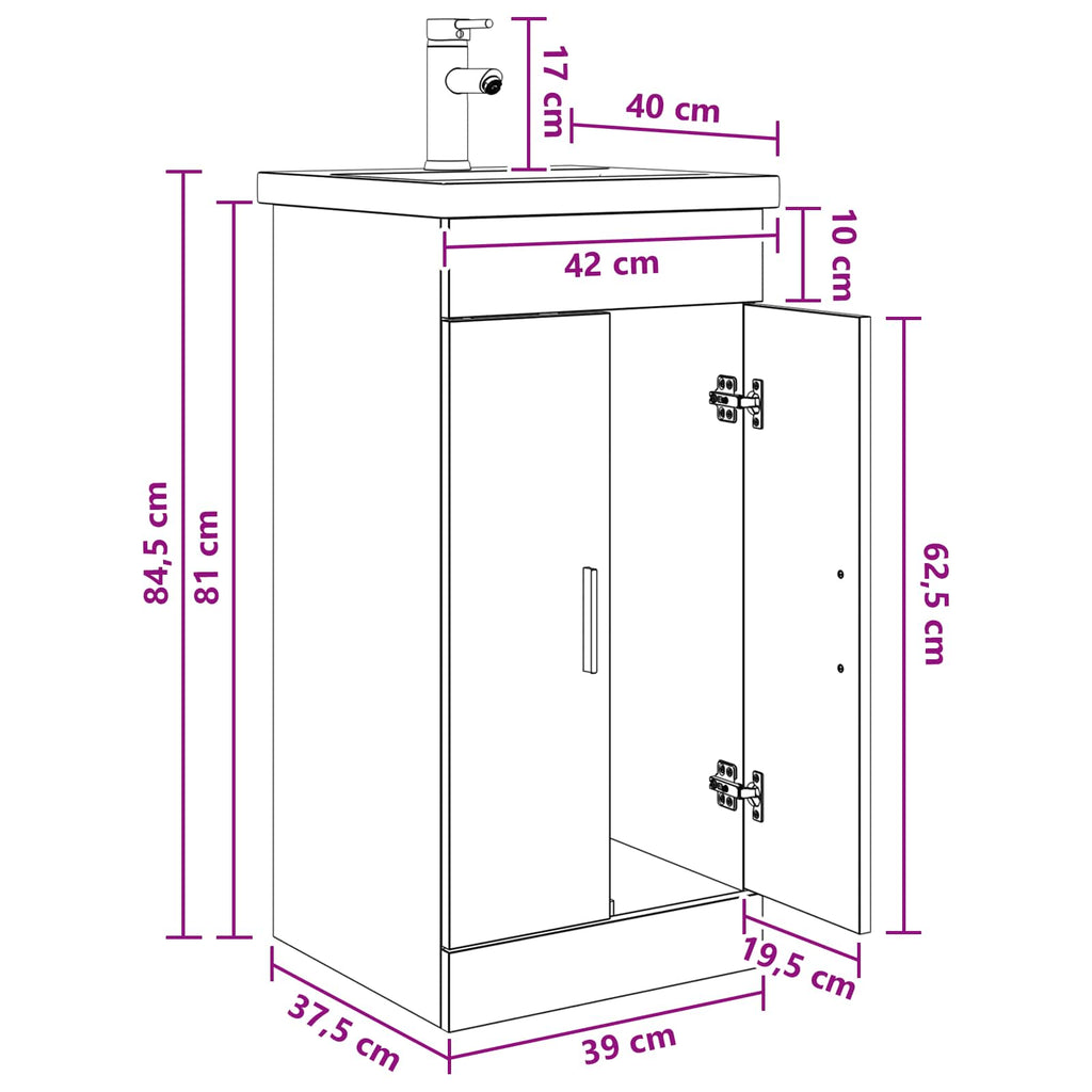 Badezimmerschrank mit Waschbecken Artisan-Eiche
