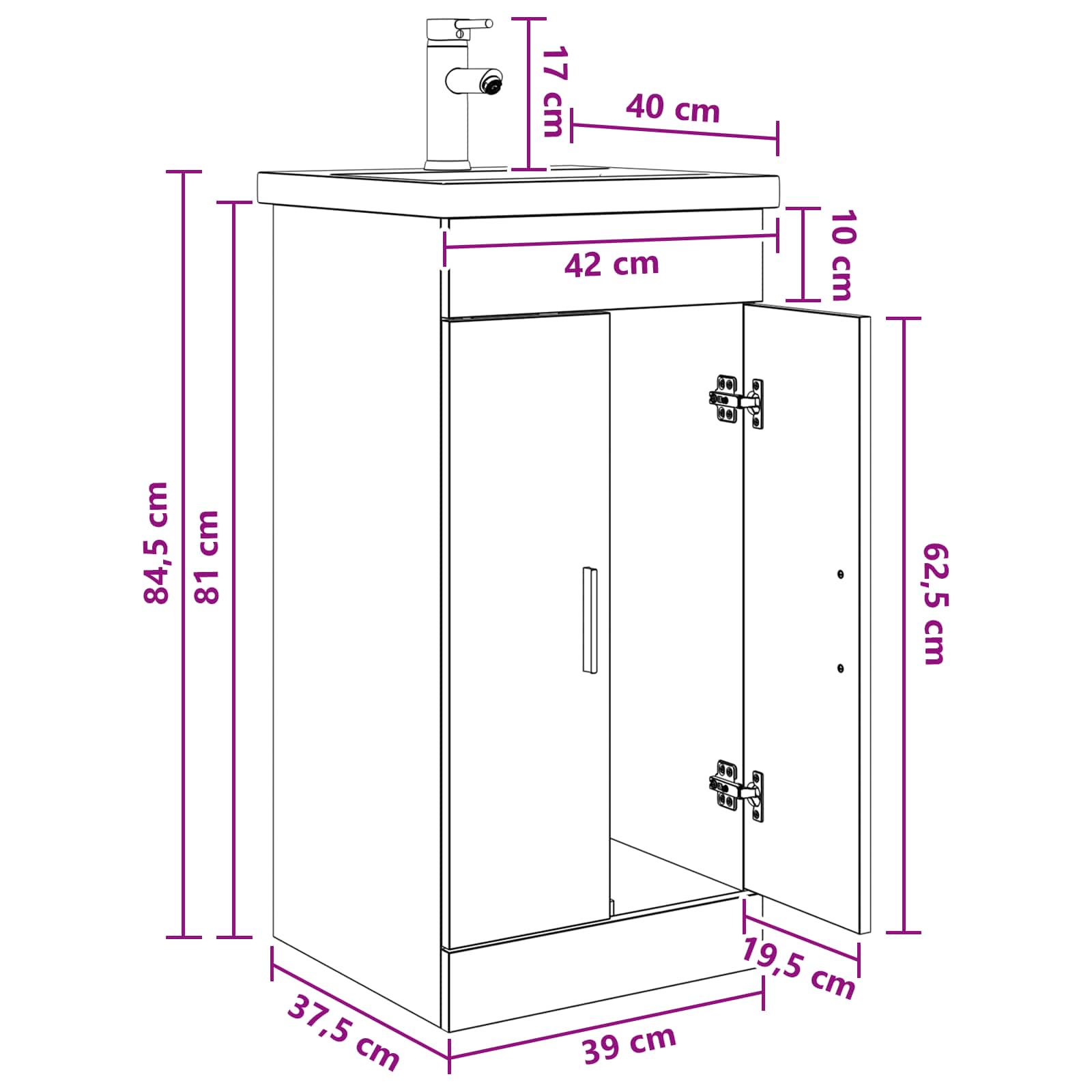 Badezimmerschrank mit Waschbecken Artisan-Eiche