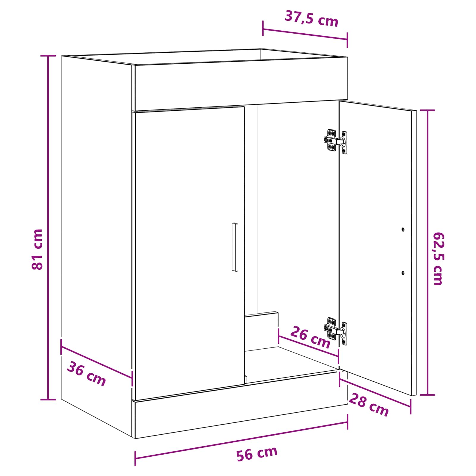 Badunterschrank Sonoma-Eiche 56 x 37,5 x 81 cm Holzwerkstoff