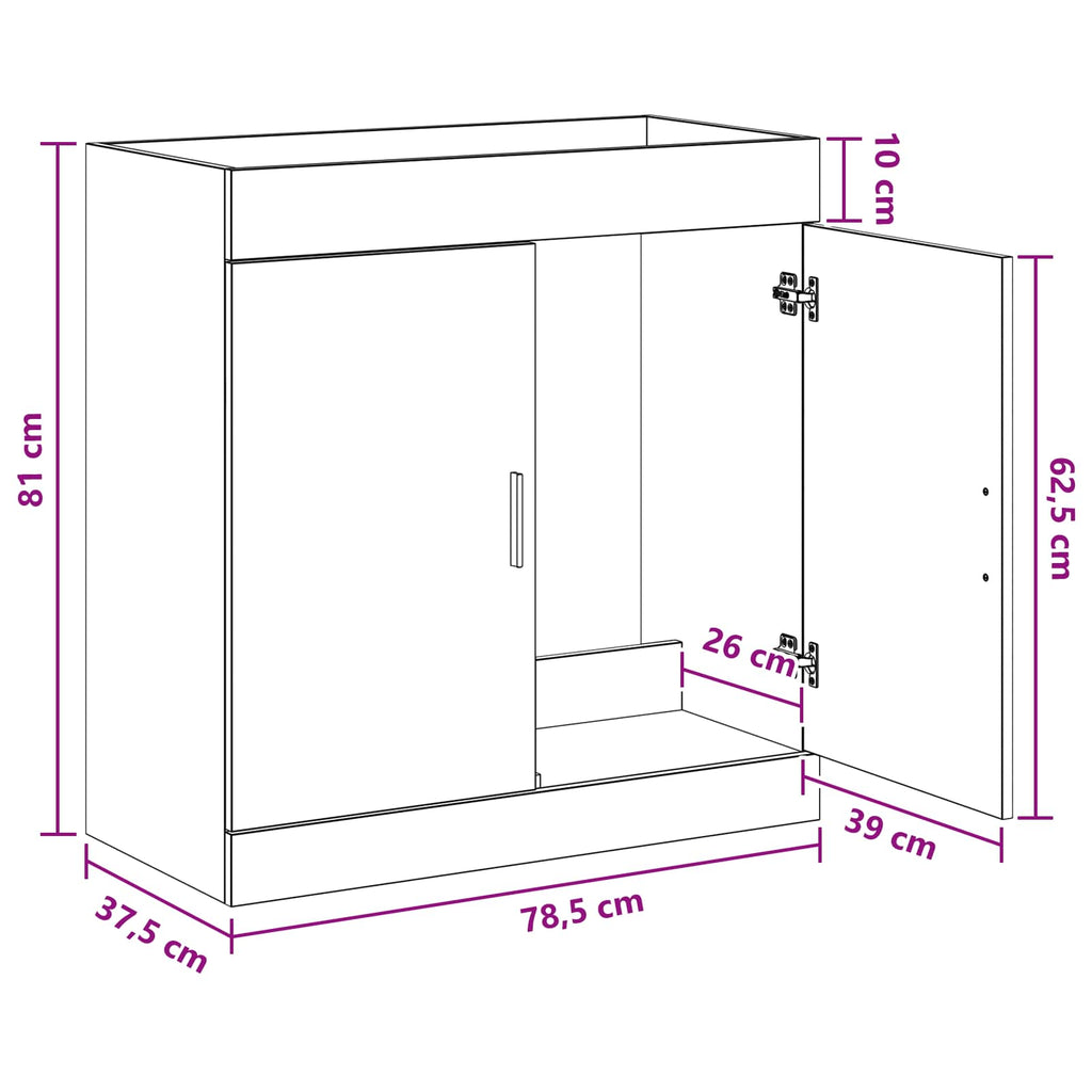Badunterschrank Grau Sonoma 78,5 x 37,5 x 81 cm Holzwerkstoff