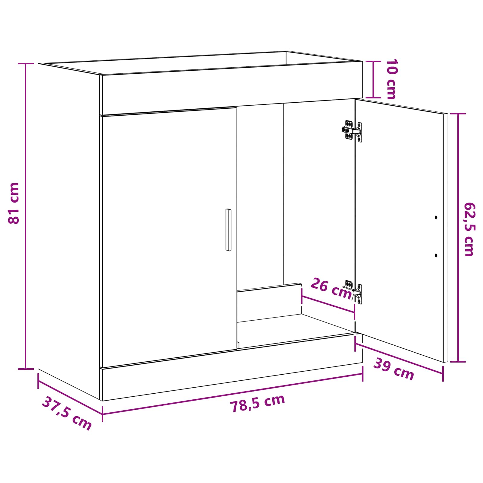 Badunterschrank Altholz 78,5 x 37,5 x 81 cm Holzwerkstoff