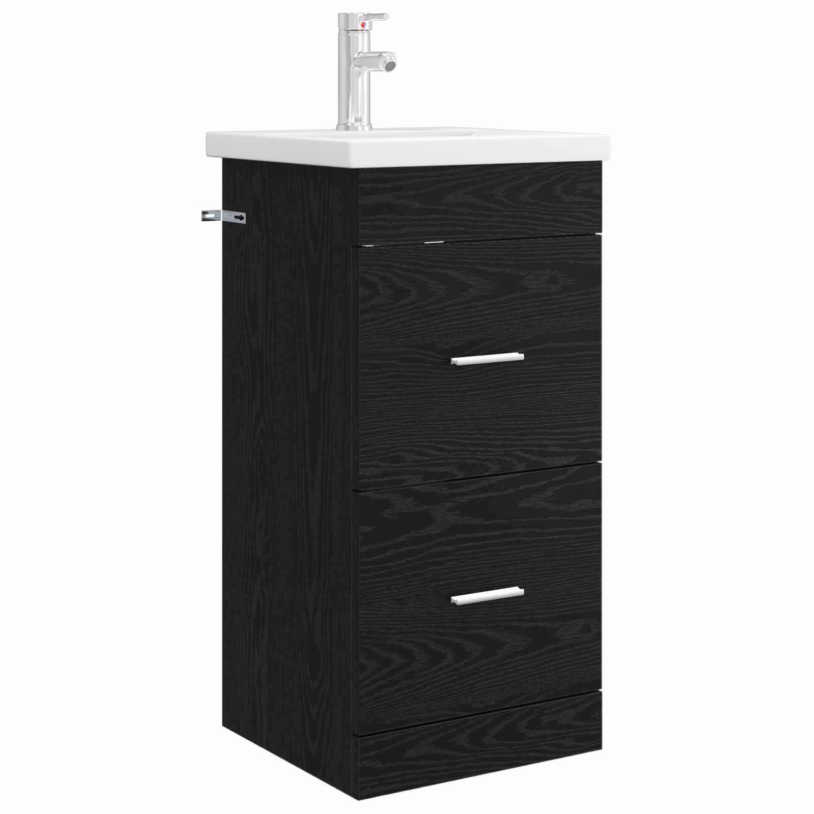 Badezimmerschrank mit Waschbecken Schwarze Eiche