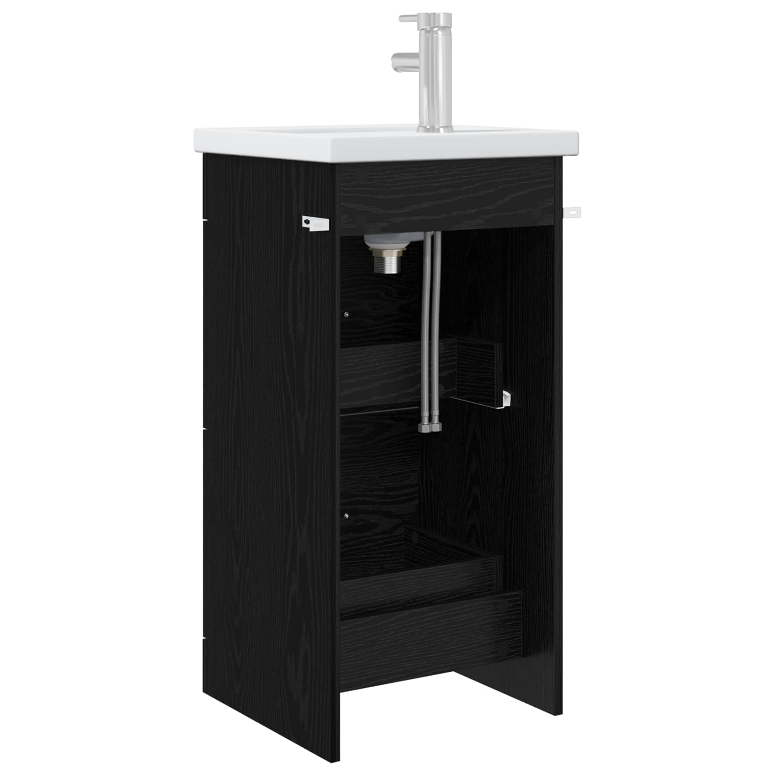 Badezimmerschrank mit Waschbecken Schwarze Eiche