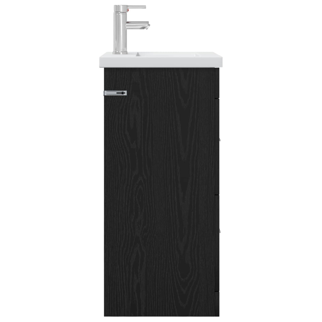 Badezimmerschrank mit Waschbecken Schwarze Eiche