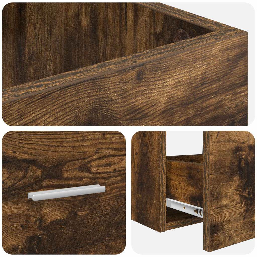 Badezimmerschrank mit Waschbecken Geräucherte Eiche