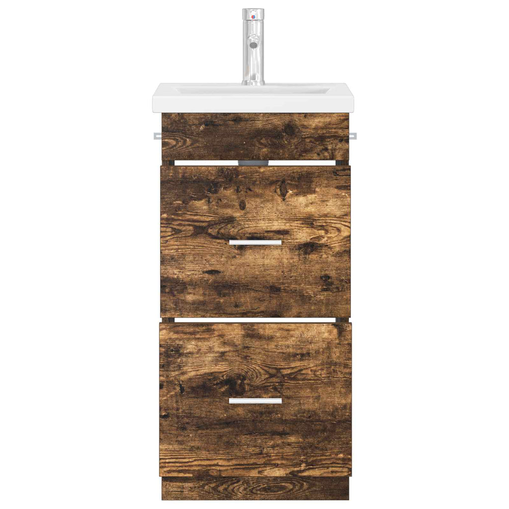 Badezimmerschrank mit Waschbecken Geräucherte Eiche