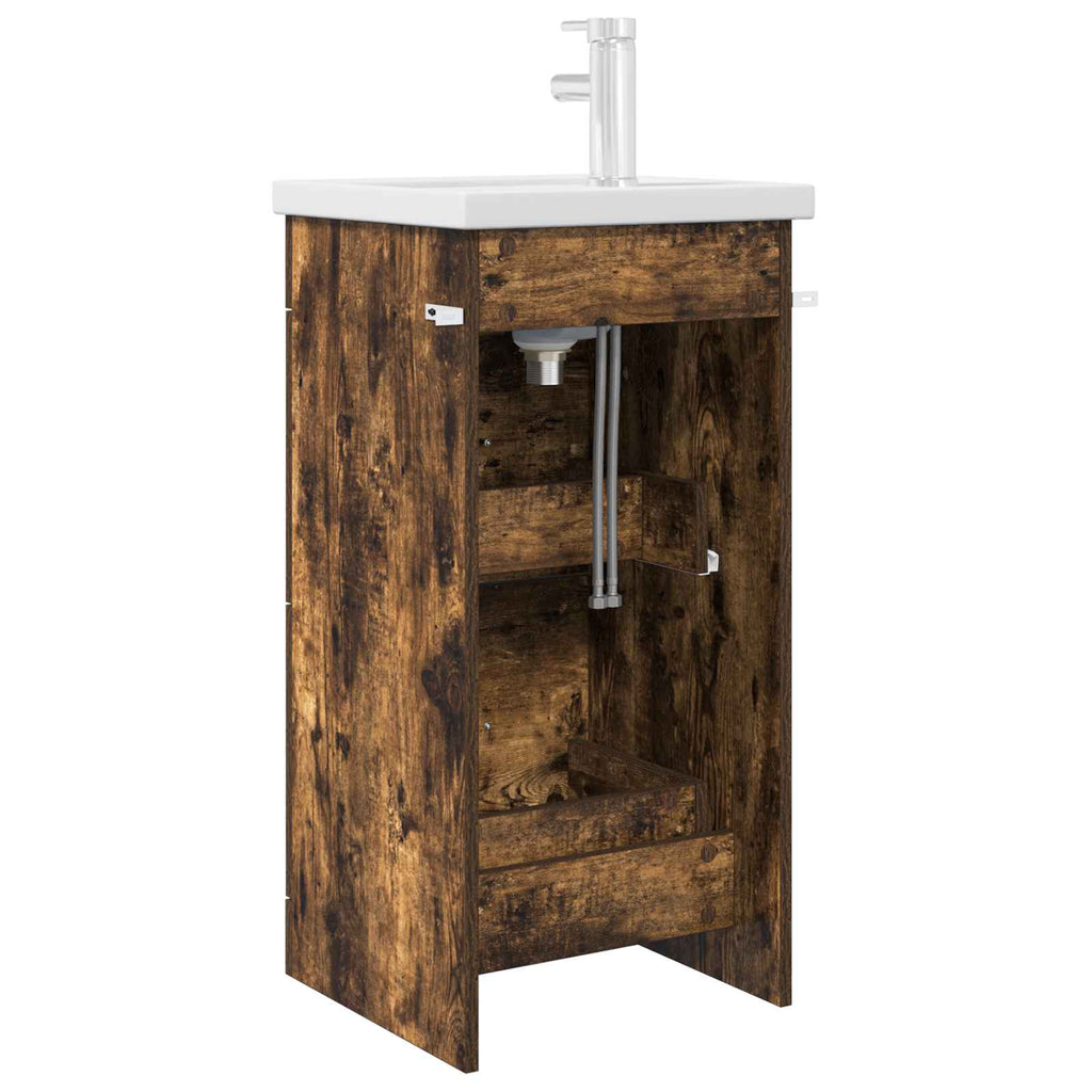 Badezimmerschrank mit Waschbecken Geräucherte Eiche