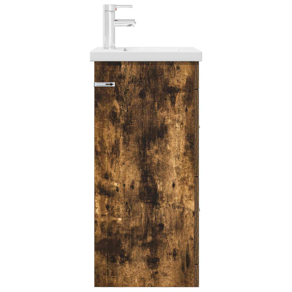 Badezimmerschrank mit Waschbecken Geräucherte Eiche