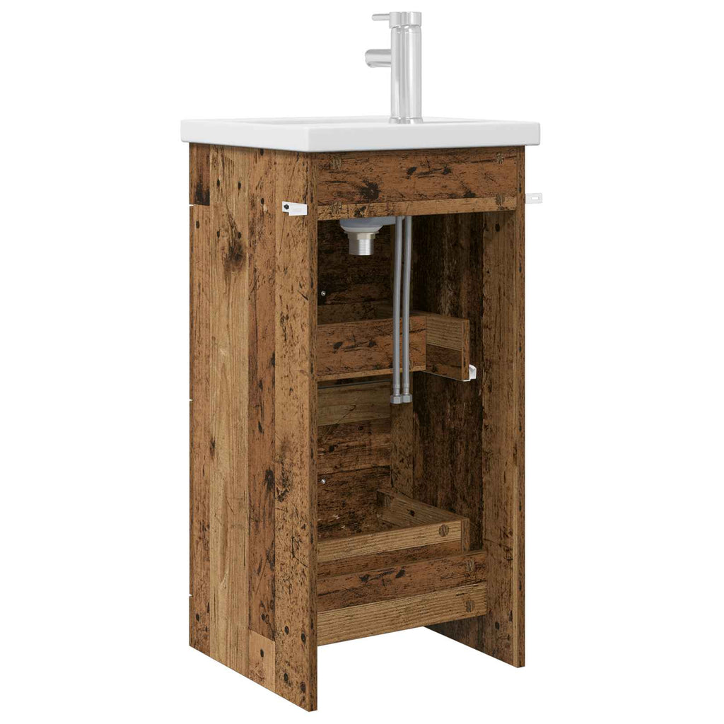 Badezimmerschrank mit Waschbecken Altholz 42 x 40 x 84,5 cm